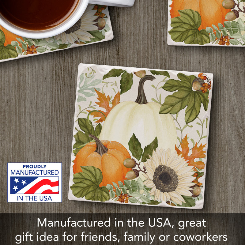 Farmhouse Pumpkins Single Tumbled Tile Coaster Create Your Own Set