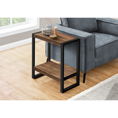 Table d'appoint Adabel, côté, bout, table de chevet, lampe, salon, chambre à coucher, métal, stratifié