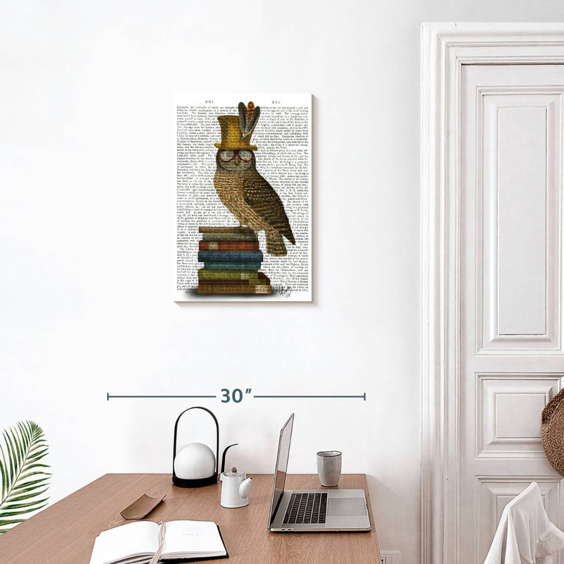 Brampt Owl On Books, 24" H x 16" W