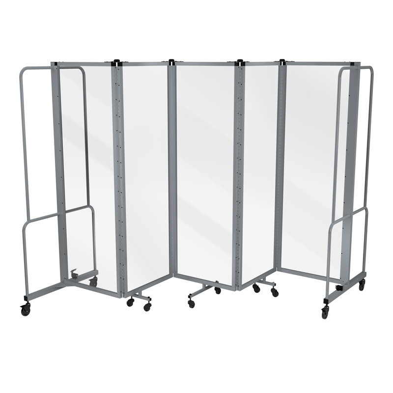 Paravent mobile de qualité supérieure en acrylique transparent Otis, cadre gris, H 72 po x l 118 po x P 0,2 po