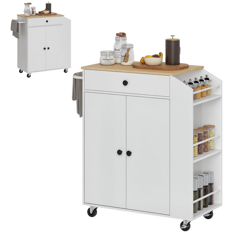 82 Cm Kitchen Island with Locking Wheels