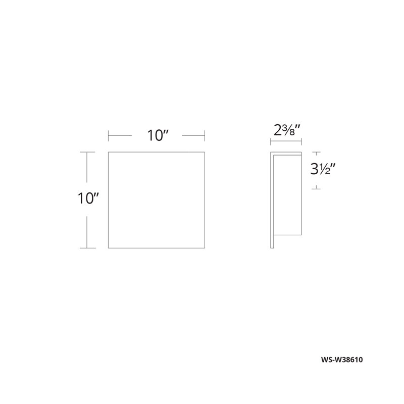 Square 1 - Light Outdoor Bulkhead Light, 10" H x 10" W x 2.375" D, Black