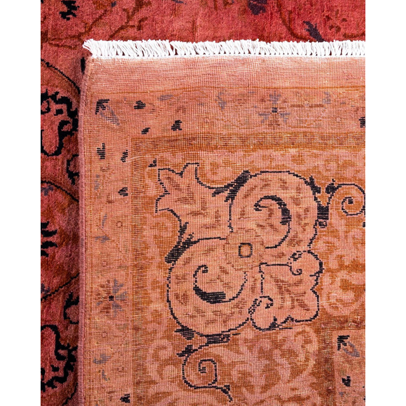 Tapis unique surteint de couleur rouille / noir nouvel âge 5 pi 10 po x 9 pi 5 po Overdyed