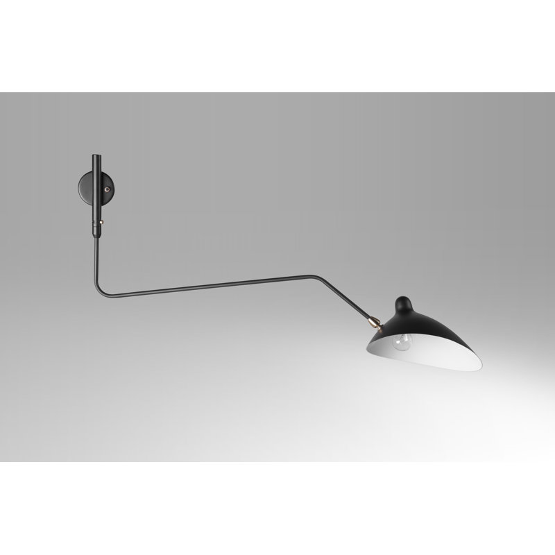 Applique murale moderne 1 lumière noir mat avec un abat-jour en aluminium noir
