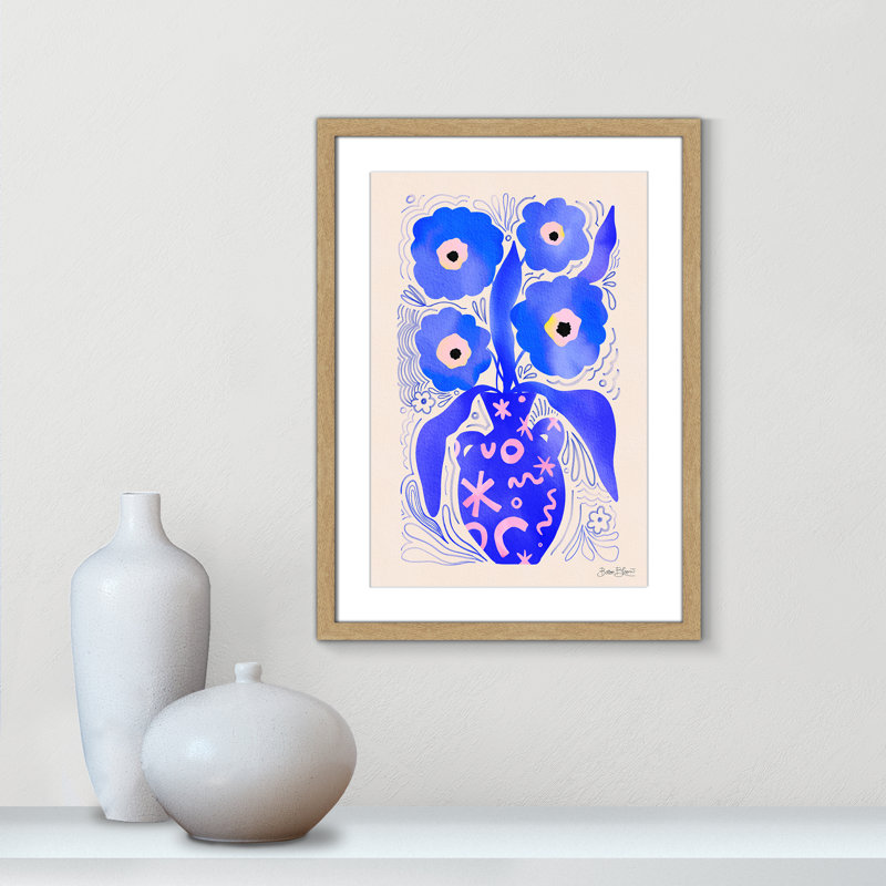 «Blue Flowers Matisse» par Bloom, L 17 po x H 23 po, Imprimé mat, Naturel