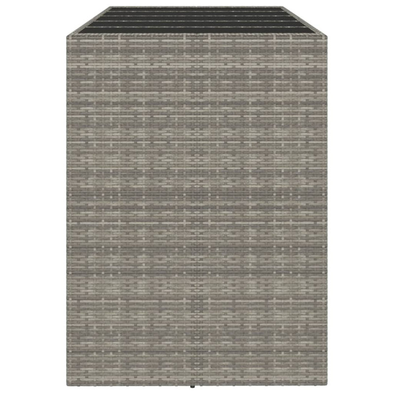 Ebern Designs Bar Table With Glass Top Black 105X80x110 Cm Poly Rattan, Grey, 110cm H x 185cm L x 80cm D