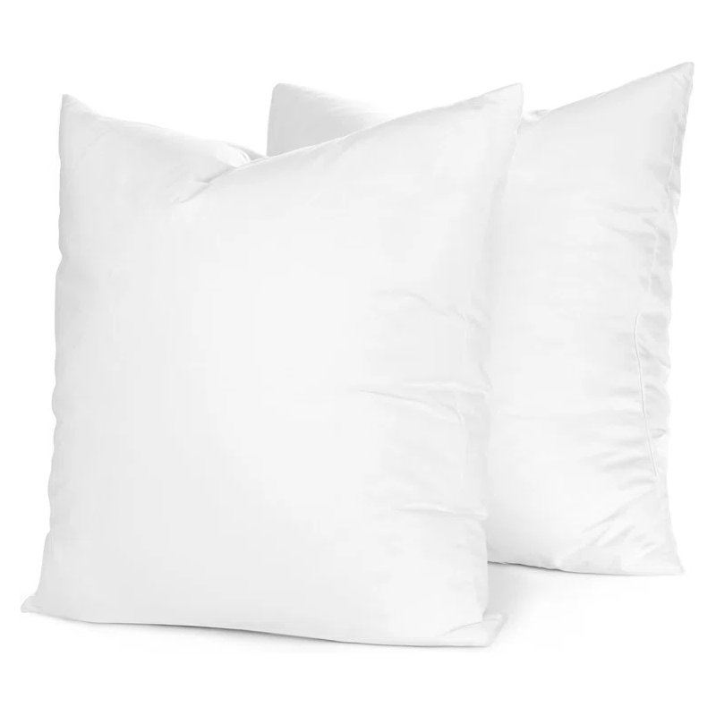 Square White Throw Pillow Insert 2 Pack - 100% Cotton Cover, Microfiber Down Alternative Fill, Multiple Sizes, 16" x 16"