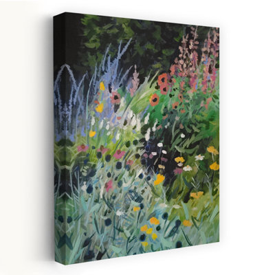 Contemporary Art Colorful Abstract Lavender Flower Forest Art by Claire Whitehead - Wrapped Canvas Print