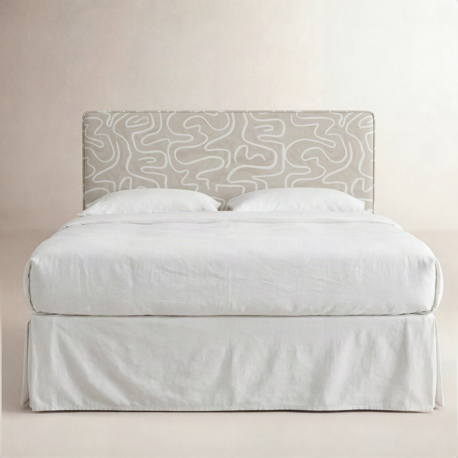 Marquise Upholstered Headboard, Queen, Evelyn Natural Asbtract