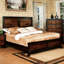 Grand lit en bois massif / couleur noyer, mobilier de chambre à coucher contemporain avec tête de lit de style transitionnel moderne