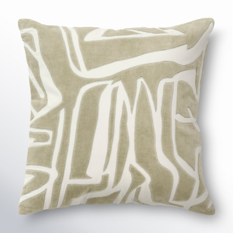 Haslet 100% Cotton Throw Square Pillow Cover & Insert, Ivory/Green