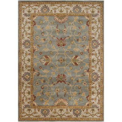 Bartz Authentic Hand-Tufted Handmade Grey, Blue, Beige, Brown & Red Traditional Oriental Ornate Medallion & Floral Wool Area Rug