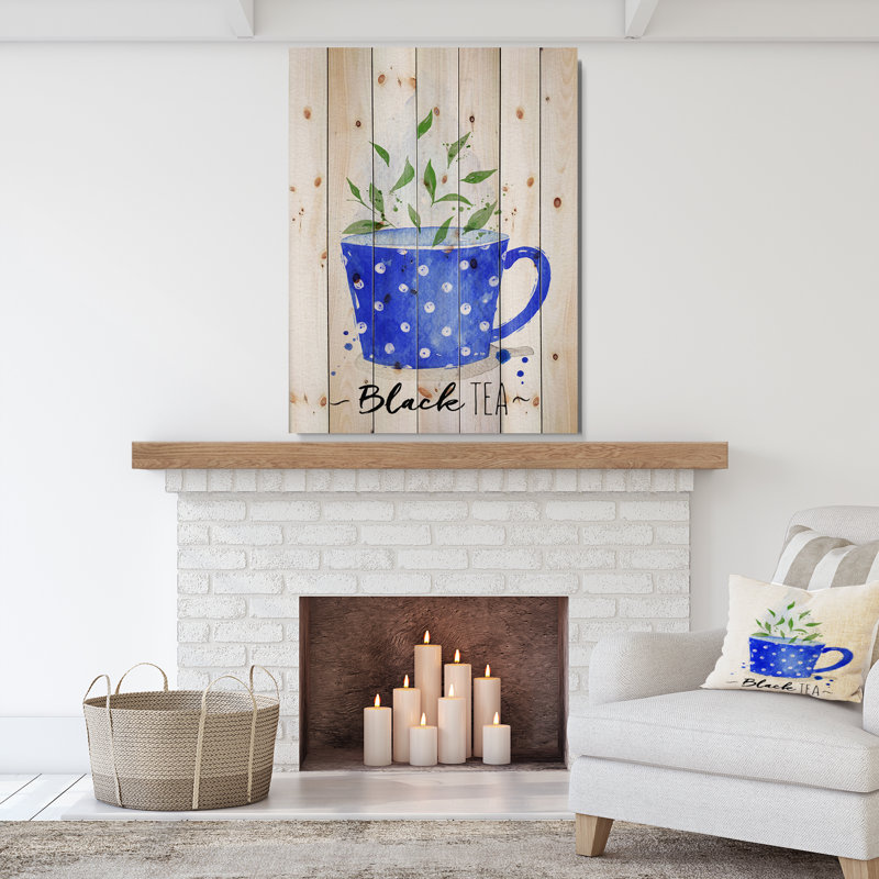 « tasse à thé black tea », reproduction d’art, H 40 po x l 30 po x P 1,5 po, Bois