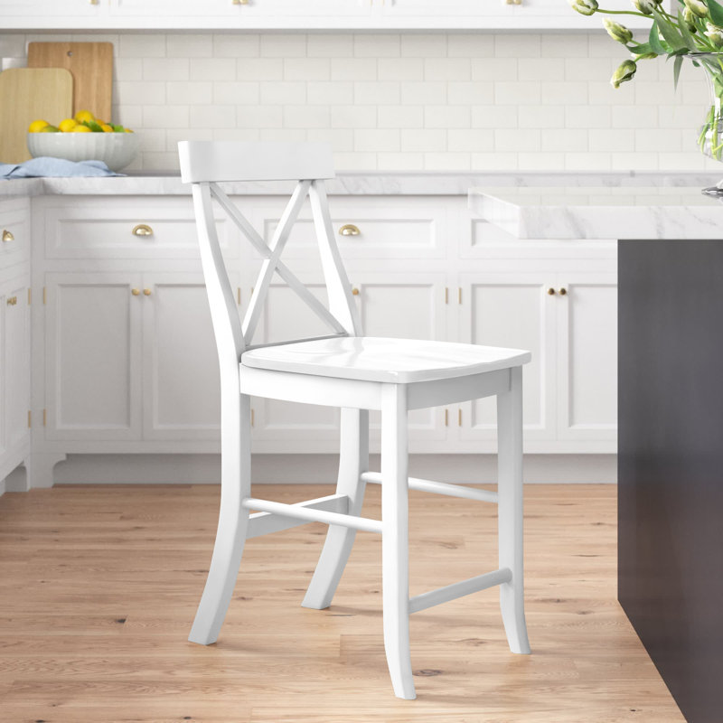 Tabouret de bar et de comptoir Guzik, Blanc, Tabouret de comptoir (assise de 24 po de hauteur)