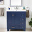 Meuble-lavabo bleu de 30 po, lavabo en céramique, tiroirs à fermeture en douceur, structure en bois massif, rangement, tiroirs coulissants pour l'organisation du rangement, meuble-lavabo 76 x 47 x 85 cm