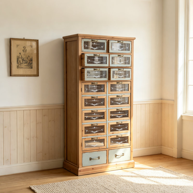 Armoire en verre rétro à motif vieilli