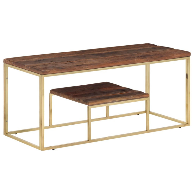 Table basse vidaXL Bois naturel, Doré, Brun