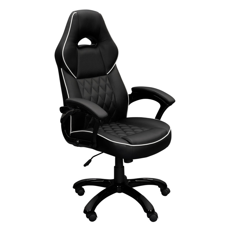 Chaise de bureau noire à dossier haut avec accoudoirs rembourrés et roulettes verrouillables