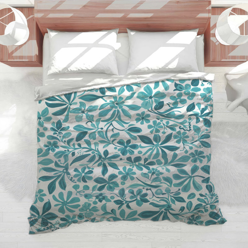 Édredon bleu à motif floral, Twin Extra Long