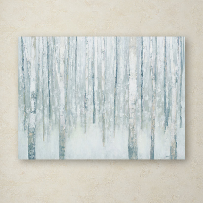 «Birches in Winter Blue Gray», reproduction sur toile tendue, H 14 po x l 19 po