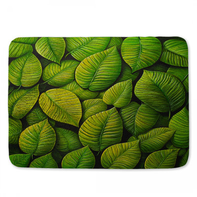 Tapis de bain vert à motif floral contemporain pour salle de bain