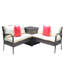 Ensemble de canapé modulaire d'extérieur en rotin 3 pièces avec boîte de rangement brun, ensemble de patio, ensemble de canapé d'extérieur