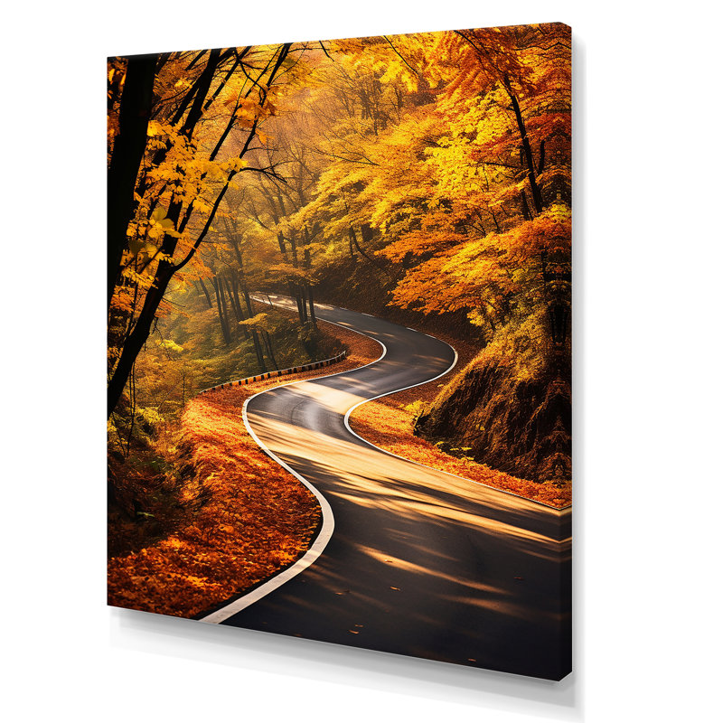 Chemin doré de l'automne, H 32 po x l 16 po x P 1 po, Toile tendue