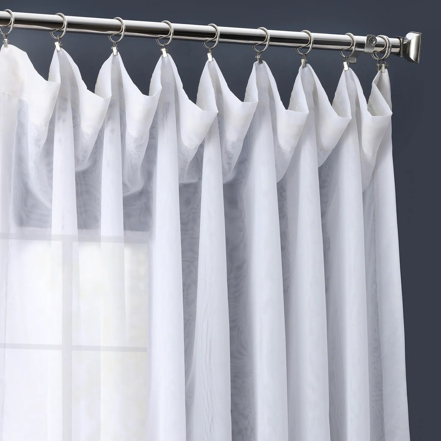 Apollo Extra Wide Sheer Voile Curtain Panel, White, 50" W x 108" L
