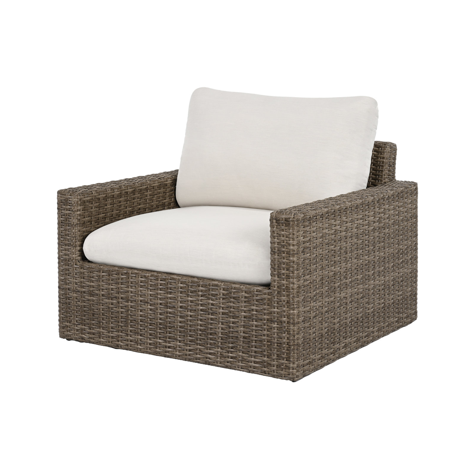 Pippa Wicker Outdoor Conversation Set, 4Pcs:2 Ottomans, 2 Armless Sofas