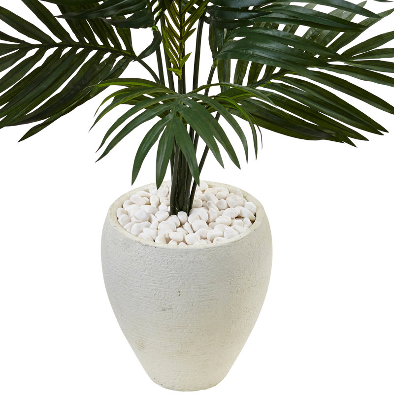 54'' Faux Palm Tree in Stone Planter