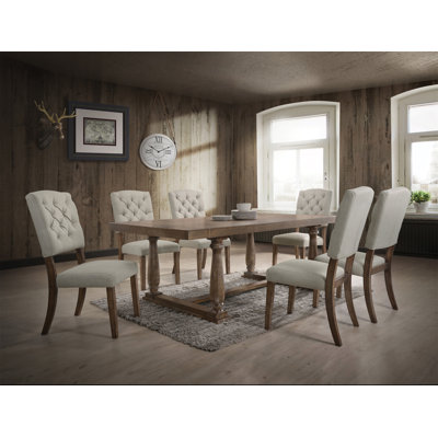 Bernard Weathered 7Pcs Oak Finish Dining Room Set