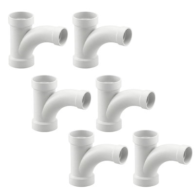 4" x 4" x 3" PVC DWV Combination Wye & 1/8 Bend 45° Elbow Reducing Hub, White PVC Drain, (6 Pack)