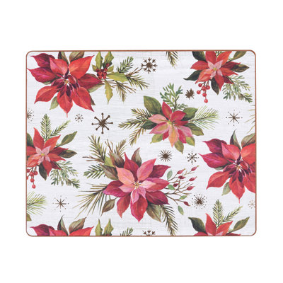 Poinsettia Christmas Hardboard Placemat Set of 6
