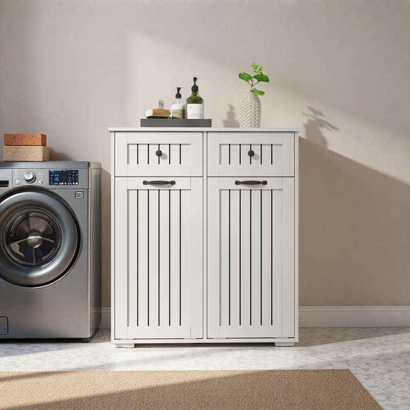 Laundry Cabinet ,With 2 Removable Laundry Basket And 2 Drawers