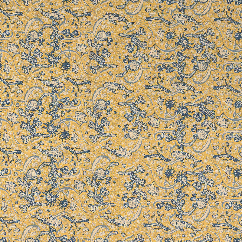 La Mer Handmade Floral Tablecloth, Yellow/Blue