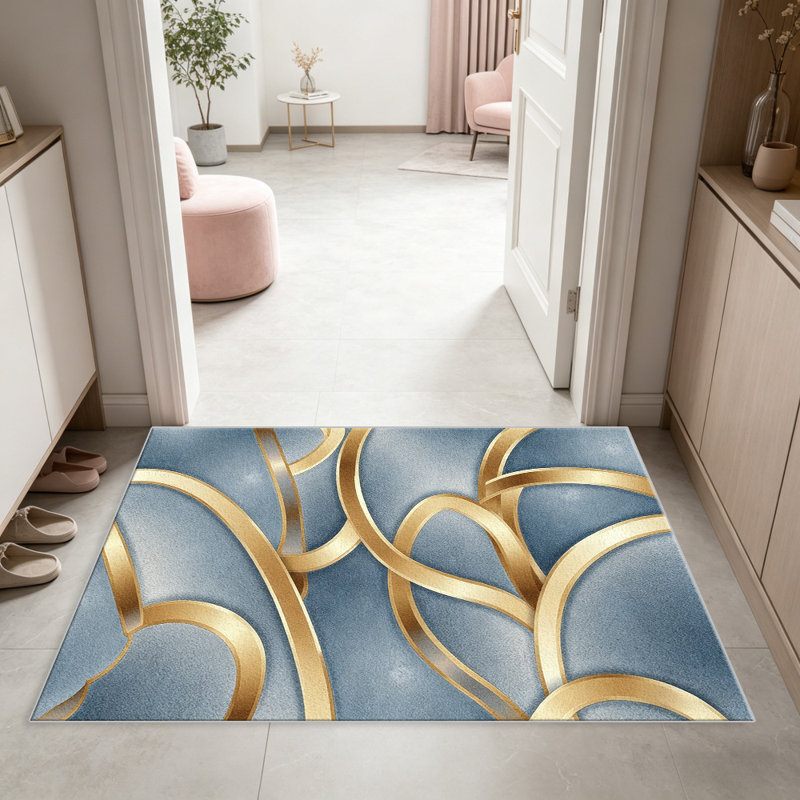 Blue Gold Abstract carpet-easy to clean, machine-washable, soft and comfortable; suitable for door mats, kitchens, living rooms, bedrooms, corridors, and laundry areas. Easy to clean, durable carpet for home decoration.