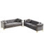 Canapé Chesterfield en velours avec clous en cuivre et boutons capitonnés-1209347483-1209347482