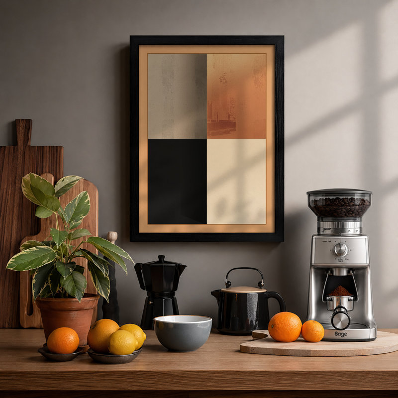 Tonal Quadrants Minimalist - Print, Black, A4 - 29.7 x 21.0 cm