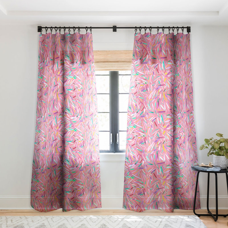 Rideau de fenêtre transparent à motif de rayures de pluie Ninola, 50 po x 96 po