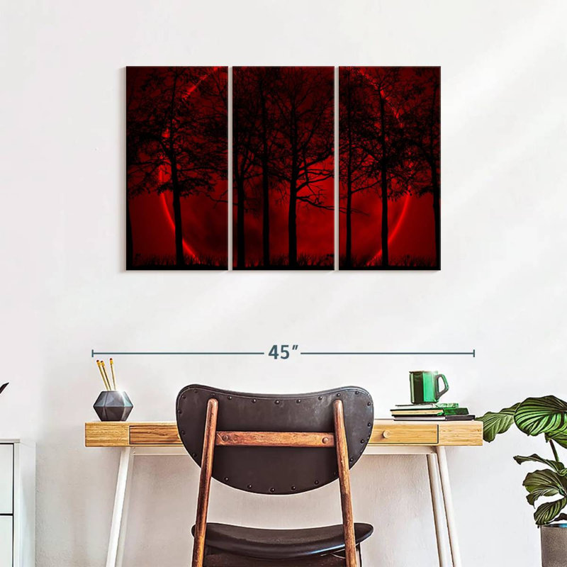 Ensemble de 3 pièces forêt sombre hantée sur toile, H 24 po x l 38 po x P 1,25 po