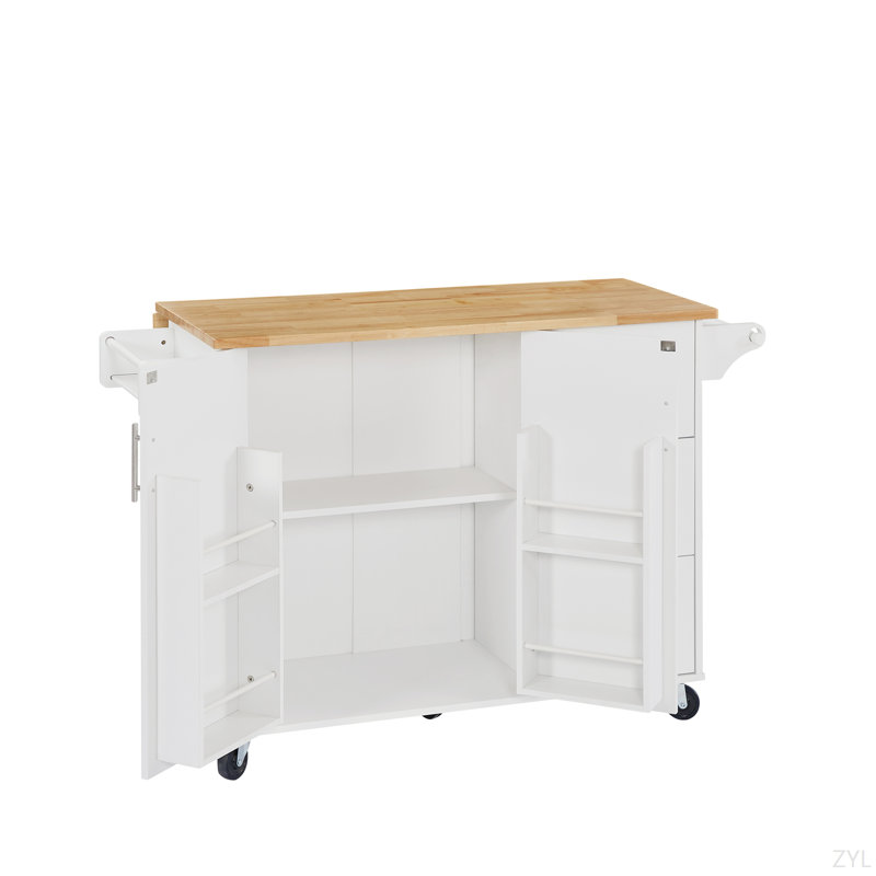 Îlot de cuisine avec comptoir à abattant, chariot d'îlot de cuisine roulant, table d'îlot de cuisine avec porte de grange avec armoire de rangement et support de tour, table d'îlot sur roulettes pour la cuisine