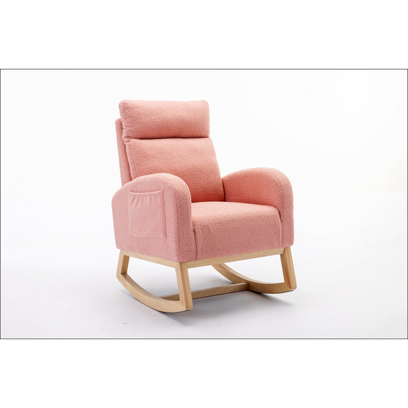 015-Teddy Fabric Rocking Chair With Right Pocket For Indoor