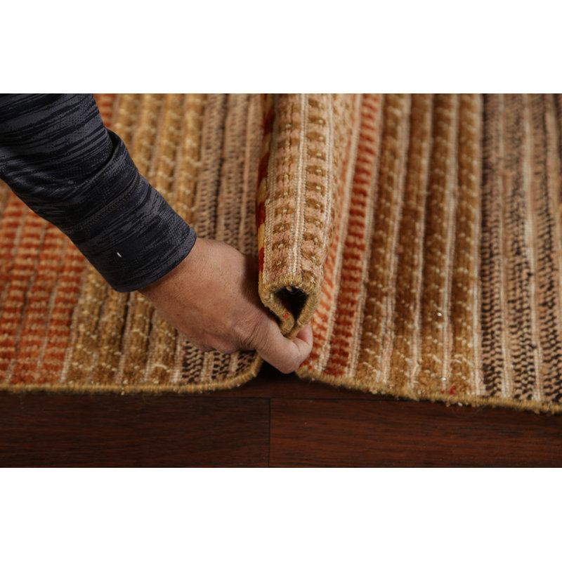 Tapis multicolore noué à la main de conception unique 3 pi 4 po x 4 pi 8 po