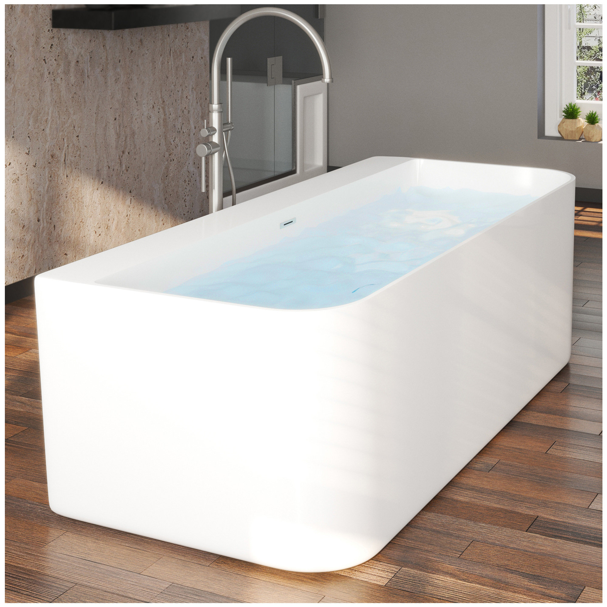 Veebath Aruba Bath Freestanding Double Sided Acrylic Glossy White