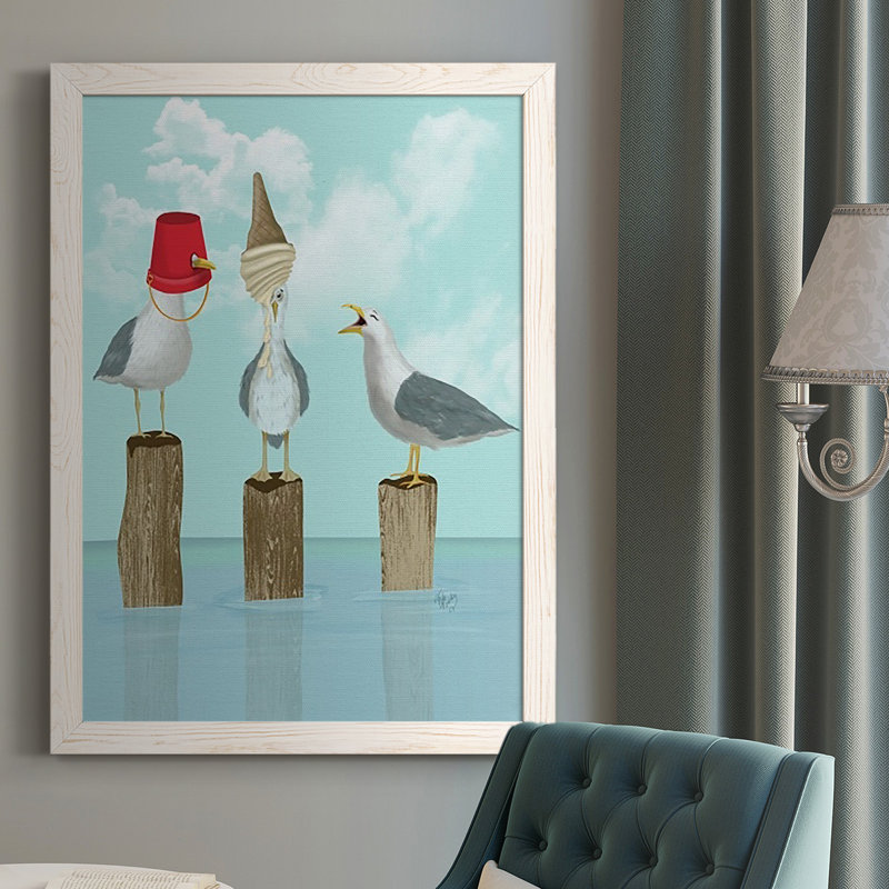 Tiptonville Silly Seagulls - Reproduction d'un seul cadre photo sur toile, Blanc, H 37,5 po x l 27,5 po x P 1 po
