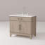 Meuble-lavabo simple en chêne brun 36 po X P 22 po D, dessus en marbre de Carrare et ensemble de robinet-117980201