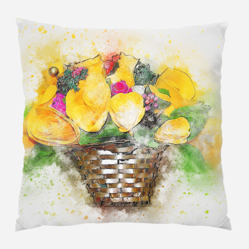 Coussin Flowers, Microsuède, Intérieur