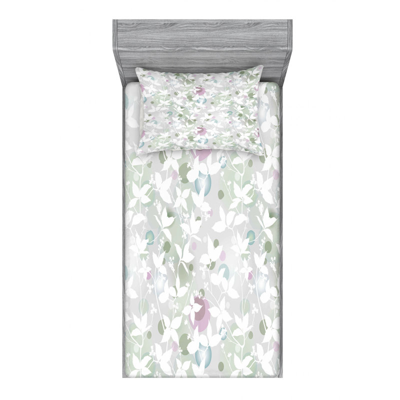 Microfiber Floral Sheet Set, Twin XL Sheet Set with Fitted Sheet