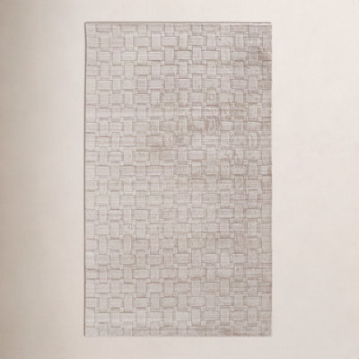 Shanta Beige Hand-Woven Geometric Viscose Rug