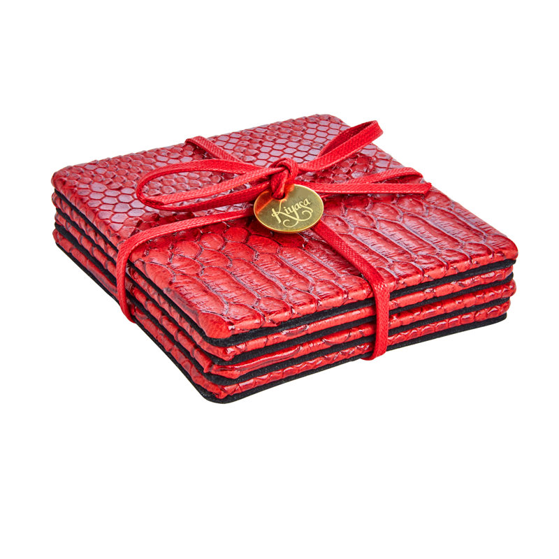Coasters with Kiyasa Cording, Red Dragon
